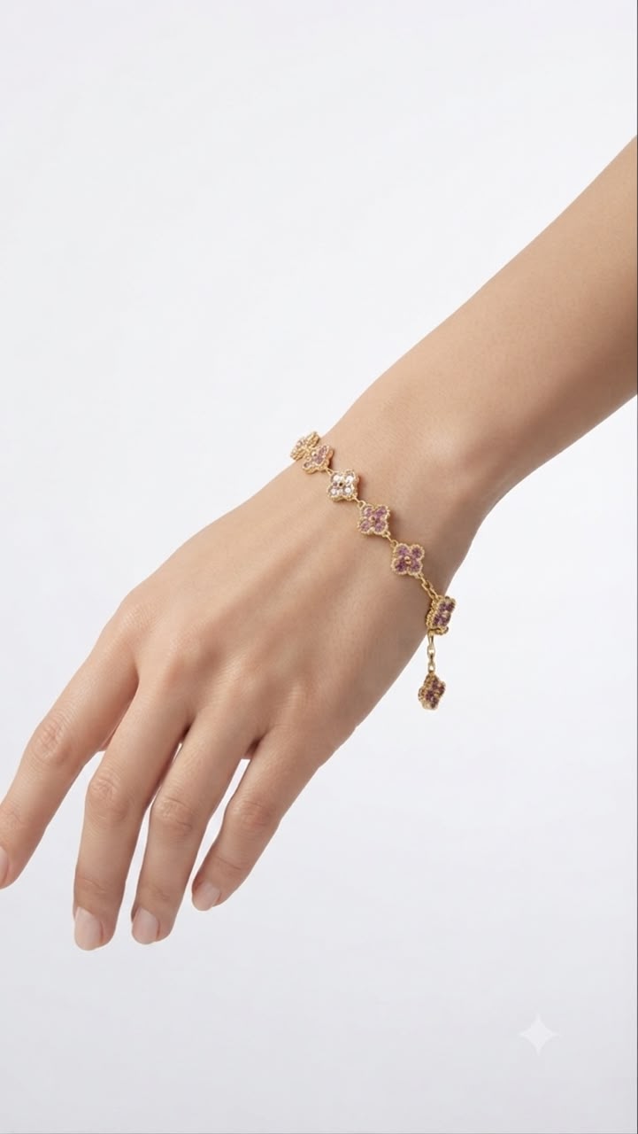 Blush Pink Clover Charm Bracelet