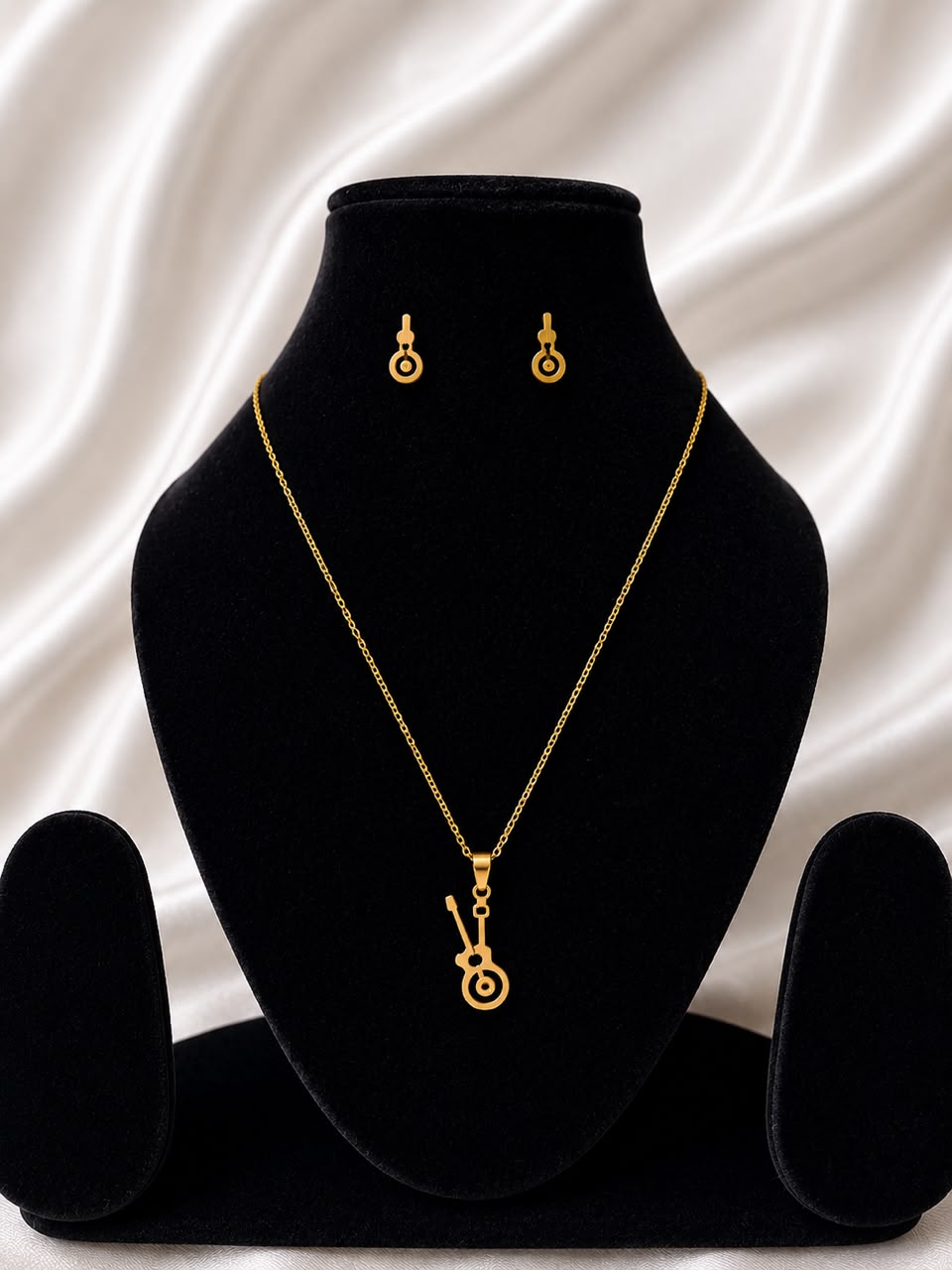 Guitar Pendant Necklace & Earrings Set