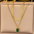 Layered Emerald Pendant Necklace
