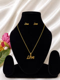 Love Script Necklace & Earrings Set