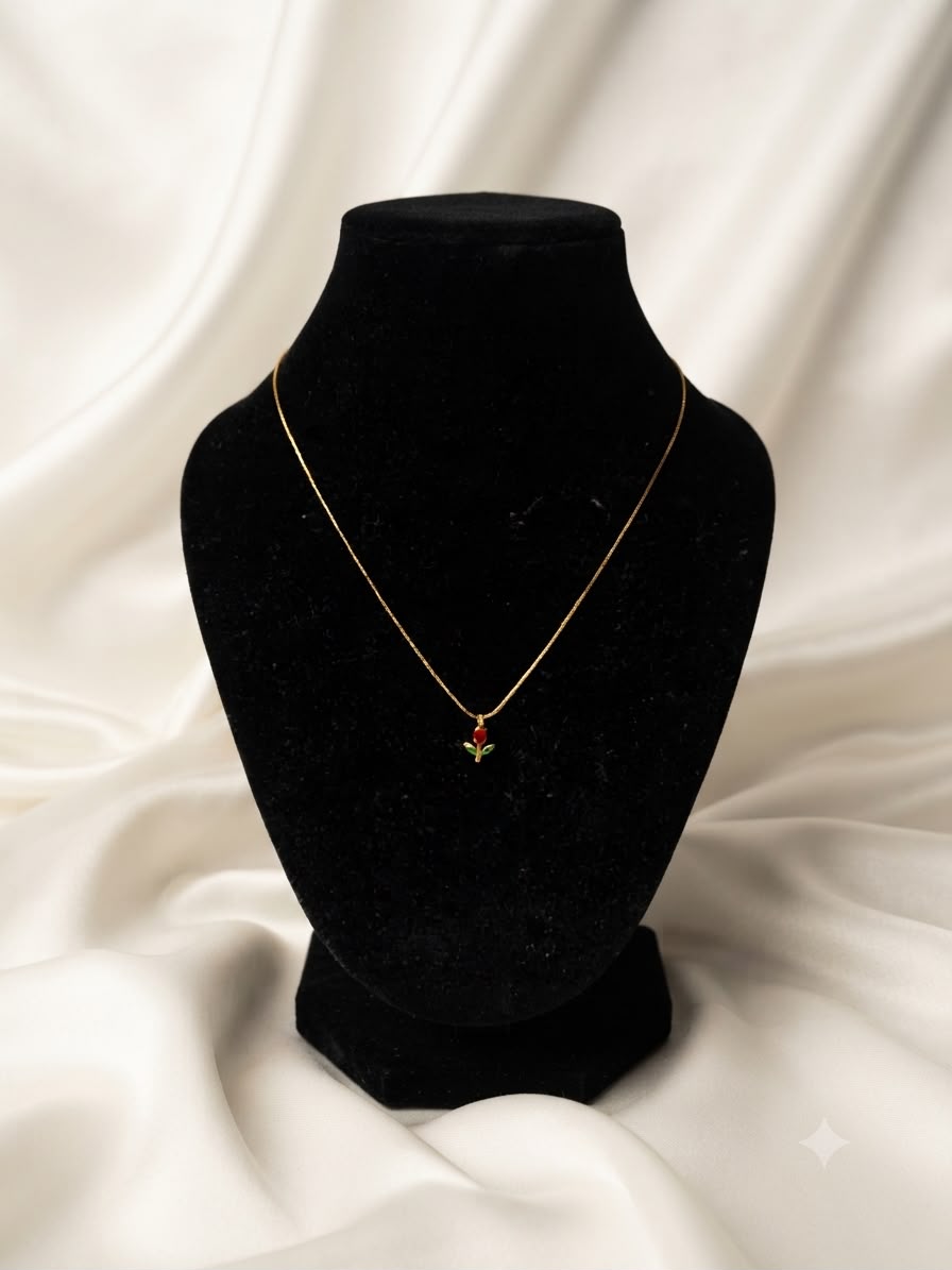 Mini Red Flower Pendant Necklace