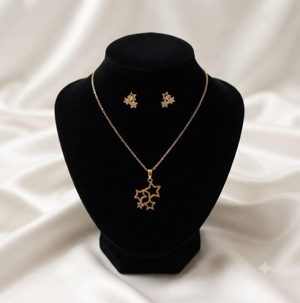 Star Cluster Necklace & Earrings Set